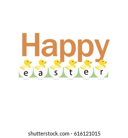 Happy easter day .Cute ducks cartoon.