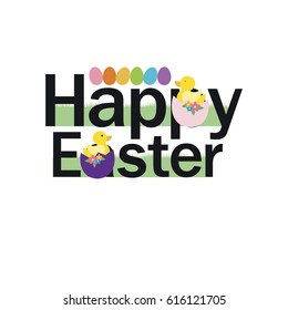 Happy easter day .Cute ducks cartoon.