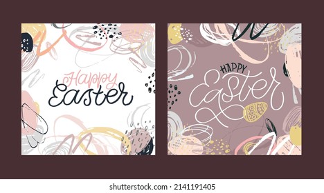 Frohe Ostern - süße Postkarte. Ostervorlagenhintergrund. Musterhintergrund.