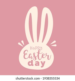 Happy Easter day cute rabbit with pink background. Greeting card vector