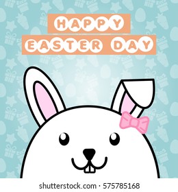 Happy Easter day with cute rabbit on carrot and present box pattern