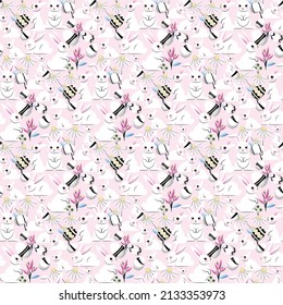 Feliz día de Pascua lindo patrón sin fisuras, fondo de diseño vectorial