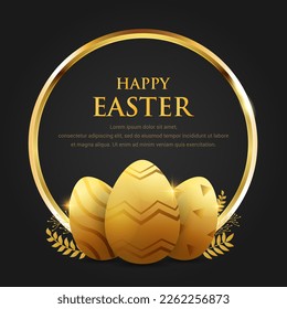 Happy Easter day design with Luxury golden eggs vector. Happy easter day background and social media post