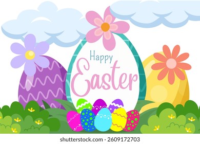 Happy Easter Day Design Vector Illustration.  Suitable for Poster Banner Flyer and Brochure Template	