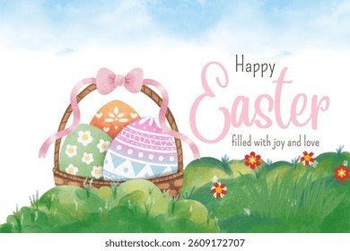 Happy Easter Day Design Vector Illustration.  Suitable for Poster Banner Flyer and Brochure Template	
