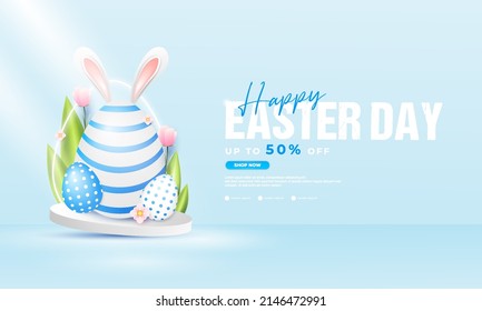 happy Easter day discount promo banner template