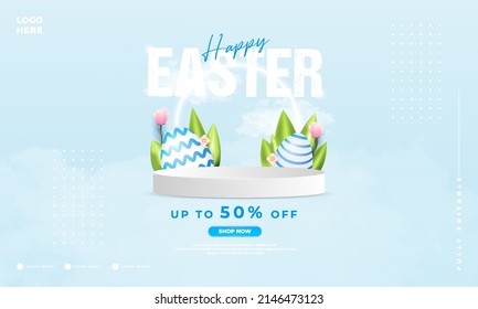 happy Easter day discount promo banner template