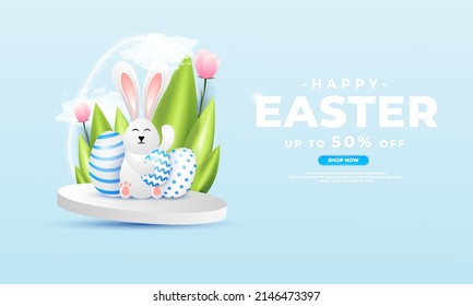 Frohe Ostertag-Rabatt-Werbebanner-Vorlage