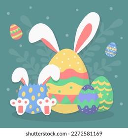Happy Easter Day with easter egg. 
