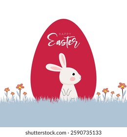 happy easter day. happy easter day egg with bunny wallpaper background. happy easter greeting card.