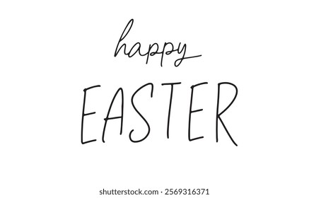 happy easter day egg ear bunny rabbit black color font text calligraphy hand written lettering card business springtime season celebration festival design april month 2025 2026 year happy easter funny