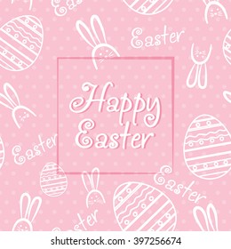 Happy Easter day with egg and rabbit. Vector illustration.