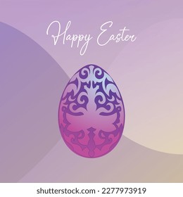 Happy Easter Day. Easter egg with happy easter text and egg illustration