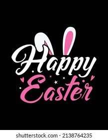 Happy Easter Day Eggs Bunny T-shirt, Funny Cute Bunny Rabbit Vector Design Badge