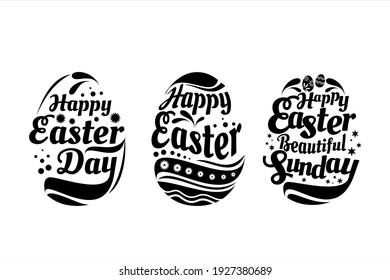 Happy easter day eggs decoration vector