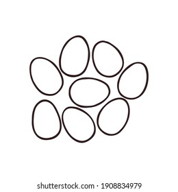 Frohe Ostern! Ostereier einzeln auf weißem Hintergrund. Vorlage für Grußkarte, Banner, Poster, Druck, Paketdesign. Handgezeichnete Vektorgrafik.