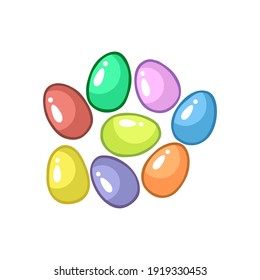 Happy Easter Day. Easter eggs isolated on white background. Template for greeting card, banner, poster, print, package design. Hand Drawn vector illustration.