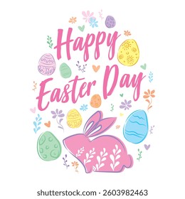 Happy Easter Day, Easter eggs, Rabbit cartoon