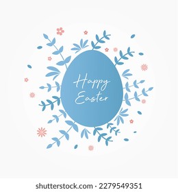 Happy Easter Day with flower and leaf background