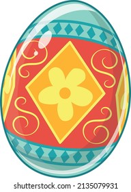 Happy easter day with funny bunny and pattern basket eggs