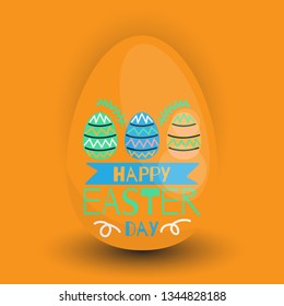 Happy Easter Day greeting badges with colorful easter eggs in flat glossy style. vector illustration.