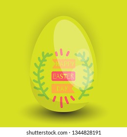Happy Easter Day greeting badges with colorful easter eggs in flat glossy style. vector illustration.