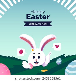 Happy easter day greeting with bunny illustration