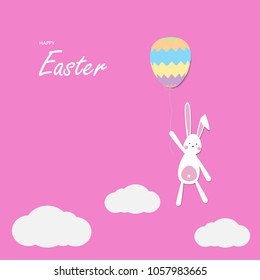 Happy Easter day Greeting card, Greeting card with Easter egg and rabbit, Funny bunny, Easter Bunny, illustration vector.