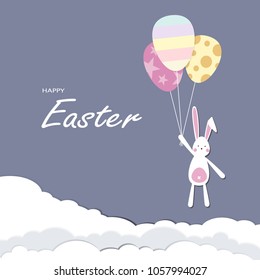 Happy Easter day Greeting card, Greeting card with Easter egg and rabbit, Funny bunny, Easter Bunny, illustration vector.