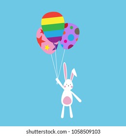 Happy Easter day Greeting card, Greeting card with Easter egg and rabbit, Funny bunny, Easter Bunny, illustration vector.