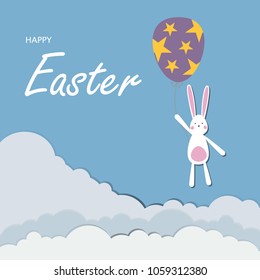 Happy Easter day Greeting card, Greeting card with Easter egg and rabbit, Funny bunny, Easter Bunny, illustration vector.