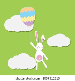 Happy Easter day Greeting card, Greeting card with Easter egg and rabbit, Funny bunny, Easter Bunny, illustration vector.