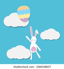 Happy Easter day Greeting card, Greeting card with Easter egg and rabbit, Funny bunny, Easter Bunny, illustration vector.