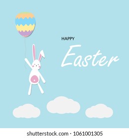 Happy Easter day Greeting card, Greeting card with Easter egg and rabbit, Funny bunny, Easter Bunny, illustration vector.