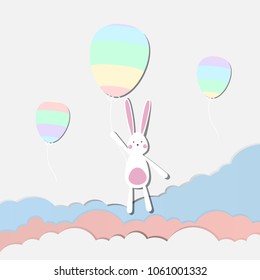Happy Easter day Greeting card, Greeting card with Easter egg and rabbit, Funny bunny, Easter Bunny, illustration vector.
