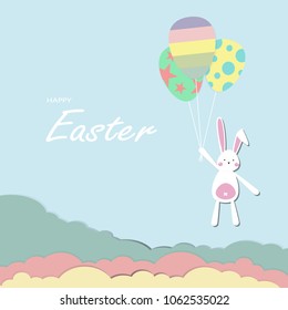Happy Easter day Greeting card, Greeting card with Easter egg and rabbit, Funny bunny, Easter Bunny, illustration vector.