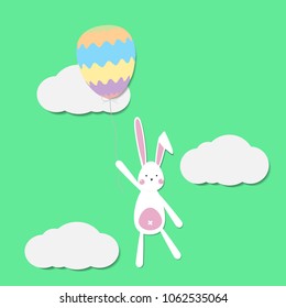 Happy Easter day Greeting card, Greeting card with Easter egg and rabbit, Funny bunny, Easter Bunny, illustration vector.