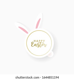 Happy Easter day greeting card with Bunny rabbit design on white background for banner, template, card, postcard.