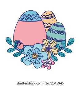 happy easter day greeting card decorative colored eggs vector illustration