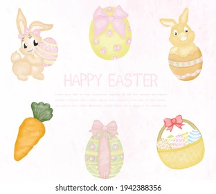 HAPPY EASTER DAY GREETING CARD DIGITAL WATERCOLOR 