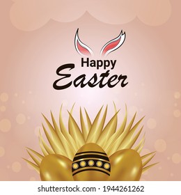 Happy easter day greeting card with colorful easter eggs