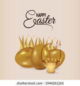 Feliz día de Pascua con coloridos huevos de Pascua