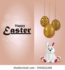 Happy easter day greeting card with colorful easter eggs