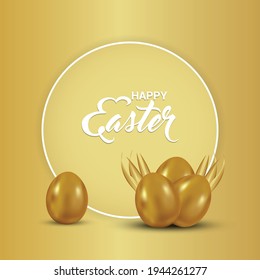 Happy easter day greeting card with colorful easter eggs