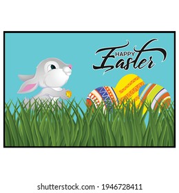 Happy easter day greeting card with colorful easter eggs