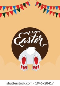 Happy easter day greeting card with colorful easter eggs