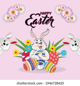 Feliz día de Pascua con coloridos huevos de Pascua