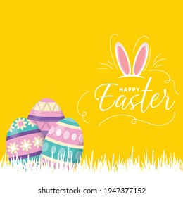 plantilla de tarjeta de saludo de feliz día de Pascua