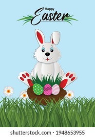 Happy easter day greeting card with colorful easter eggs