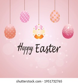 Feliz día de Pascua con coloridos huevos de Pascua 